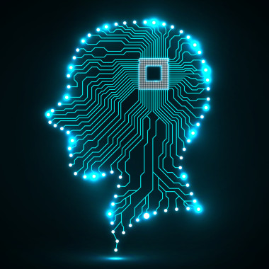 霓虹燈人頭，cpu，電路板，矢量圖，eps 10