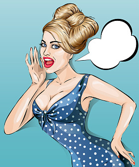 性感的波普艺术女人肖像。香艳