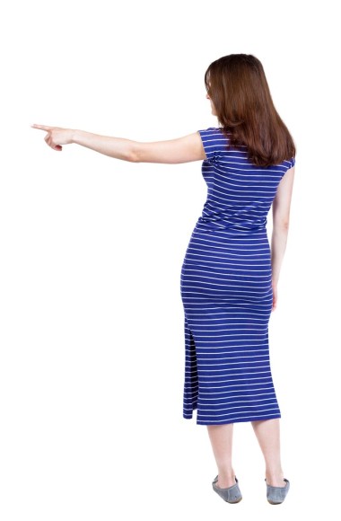 后視圖的指點的女人.圖片