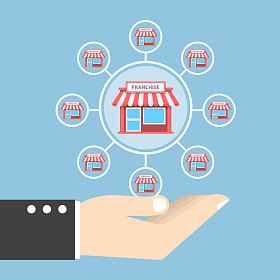 商人只手握住特许营销系统图片