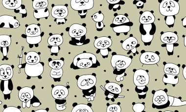 有趣的熊猫，无缝模式为您的设计