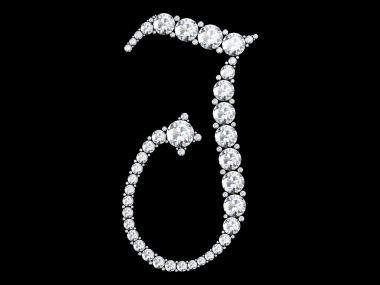 孤立在黑色的寶石鉆石字母