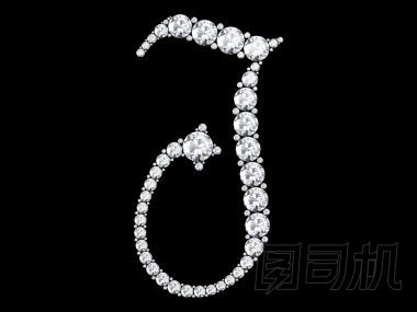 孤立在黑色的寶石鉆石字母