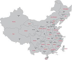 灰色中国地图