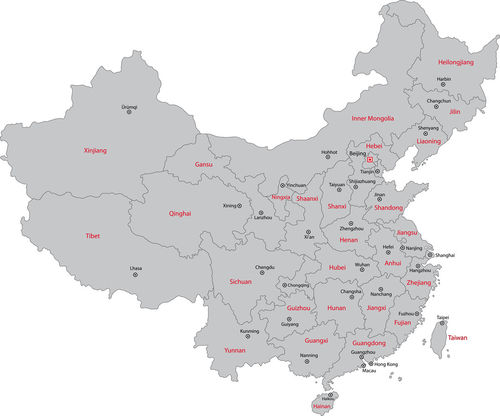 灰色中国地图