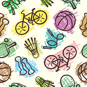 运动元素无缝图案