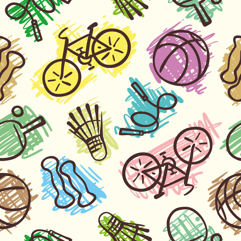 运动元素无缝图案