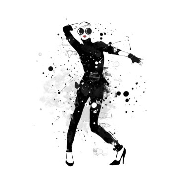 素描風(fēng)格的時尚女孩.圖片