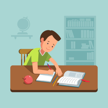 矢量圖的一個(gè)孩子在學(xué)校筆記本教訓(xùn)中寫(xiě)道