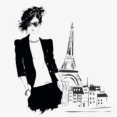 素描風格的時尚女孩