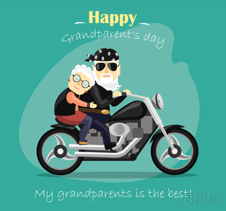 奶奶和爺爺騎一輛摩托車圖片