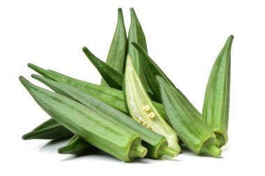 一個(gè)孤立的新鮮年輕黃秋葵圖片