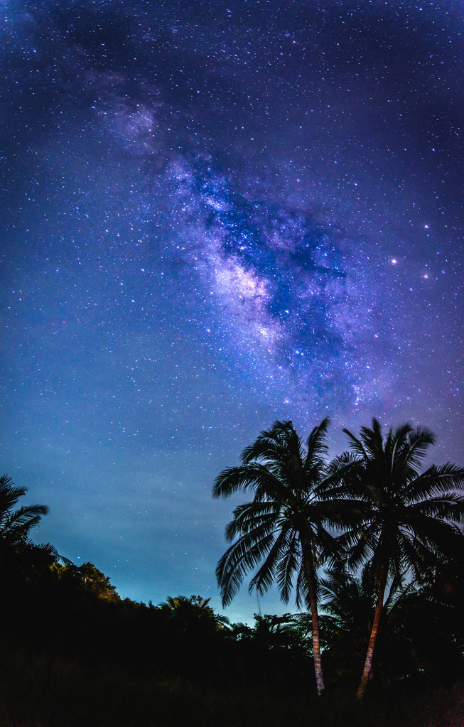 详细的银河星系，长时间曝光的照片