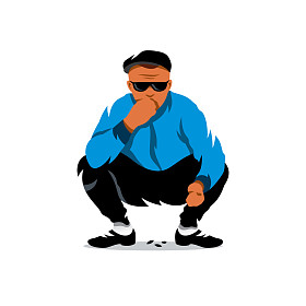 矢量随和的人吃种子。卡通插图