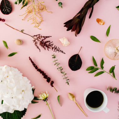 繡球花，咖啡，金勺子