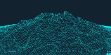 抽象矢量風(fēng)景背景。網(wǎng)絡(luò)空間網(wǎng)格。3d 技術(shù)插圖