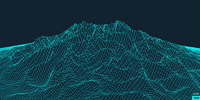 抽象矢量风景背景。网络空间网格。3d 技术插图