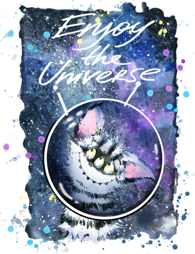 外星人可愛的外星人t恤設計可愛的怪物水彩畫插圖空間背景