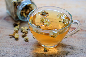 菊茶玻璃上木
