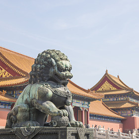 中国北京紫禁城狮子雕像