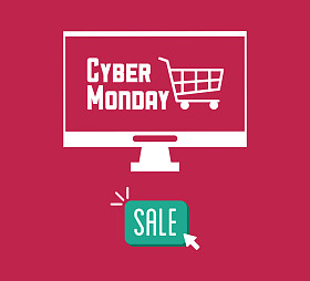 电脑购物车和网络星期一设计照片