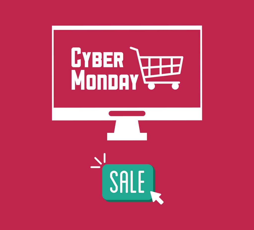 电脑购物车和网络星期一设计照片