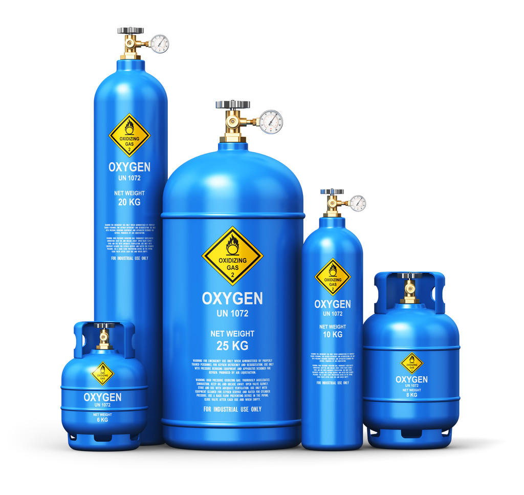 套不同液化的氧工业气体容器图片