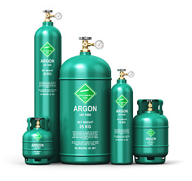 套不同液化的氩工业气体容器照片