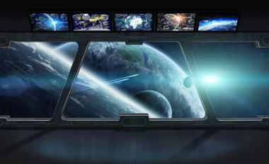 外層空間從空間站元素由美國國家航空航天局提供的這張圖片的窗口的視圖