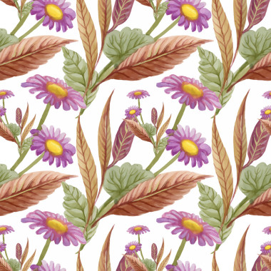 美麗的水彩畫夏天花園里盛開的花無縫模式