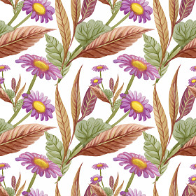 美丽的水彩画夏天花园里盛开的花无缝模式