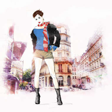 素描風(fēng)格的時(shí)尚女孩