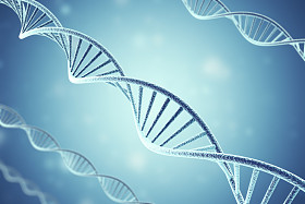 Concetp 数码插画 Dna 结构。3d 渲染