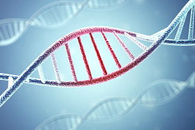 上蓝 background.3d 渲染的感染，病人 Dna 结构的概念