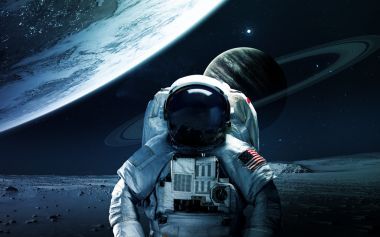 抽象的科學(xué)背景-在空間、 星云和恒星的行星。由美國(guó)國(guó)家航空航天局 nasa.gov 裝備此圖像的元素