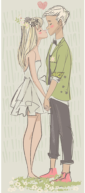 可爱回力卡通热恋中的情侣图片