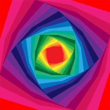 五顏六色的螺旋從中心展開。彩虹背景。深度和體積的光學錯覺。適用于網(wǎng)頁設(shè)計.