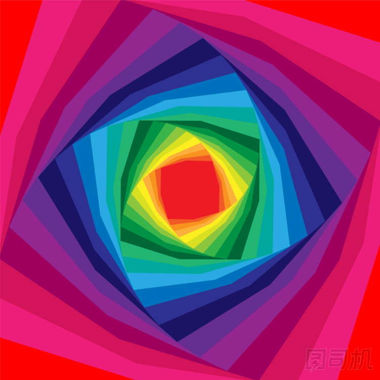 五顏六色的螺旋從中心展開。彩虹背景。深度和體積的光學(xué)錯(cuò)覺。適用于網(wǎng)頁設(shè)計(jì).