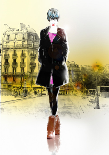 素描风格的时尚女孩.图片