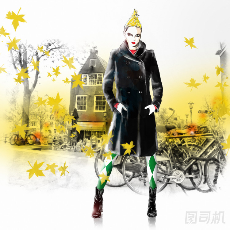 素描風(fēng)格的時尚女孩.圖片