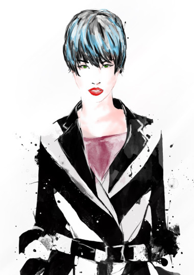 素描风格的时尚女孩.图片