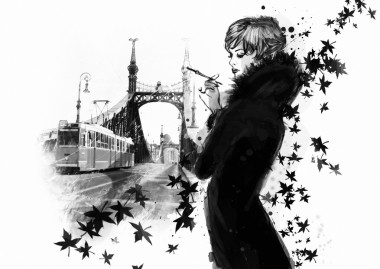 素描风格的时尚女孩.照片