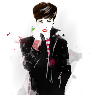 素描風(fēng)格的時尚女孩.圖片