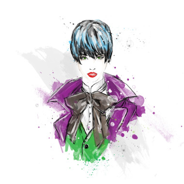 素描风格的时尚女孩.照片