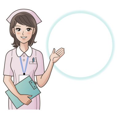 年輕漂亮的護(hù)士提供信息、 指導(dǎo)。卡通護(hù)士。醫(yī)院