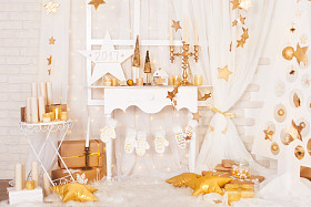 圣诞金和白色装饰