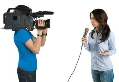 電視記者在西塔介紹新聞圖片