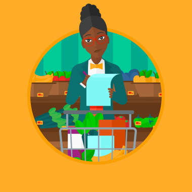 女人与购物列表矢量图