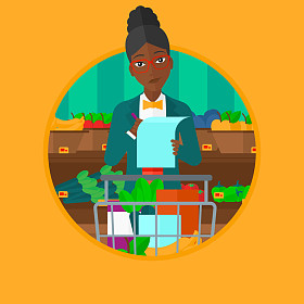 女人与购物列表矢量图