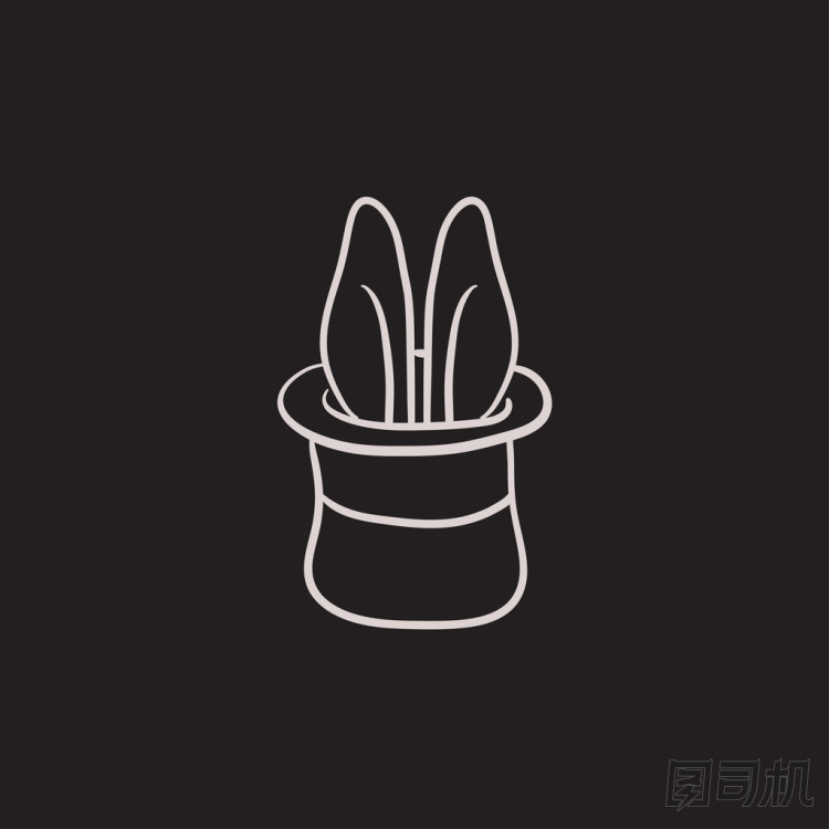 兔子在魔術(shù)師的帽子素描圖標(biāo)